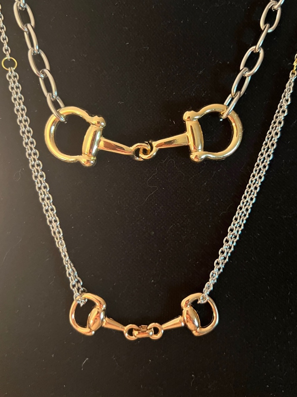 Two Tone Horsebit Necklace and Bracelet Set